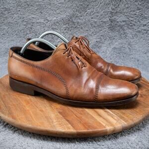 TARYN ROSE Men's Carmel Tan Leather Cap-Toe Oxford Size 10.5 C